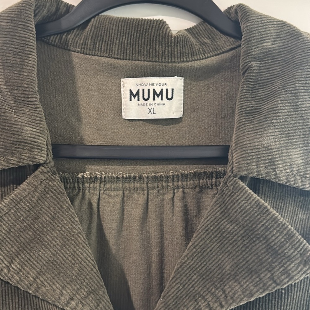 Show Me Your MuMu Olive Green Corduroy Zip Mini Dress with Belt - Picture 4 of 5
